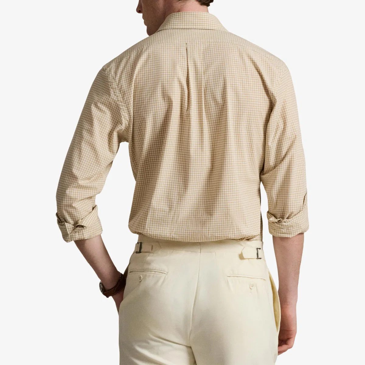 Рубашка из хлопкового поплина в клетку Polo Ralph Lauren, хаки/белый — фото 4