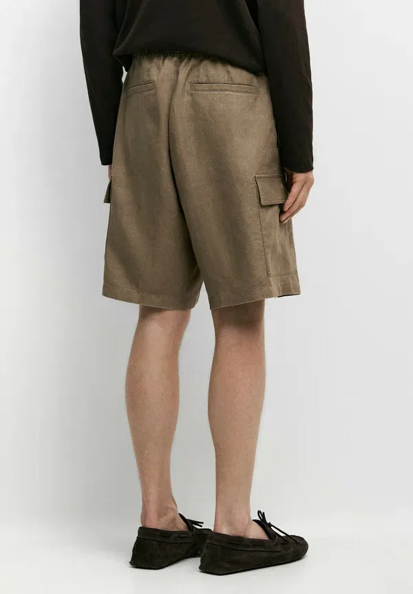 Шорты из льна Shorts Massimo Dutti, Khaki, хаки — фото 3