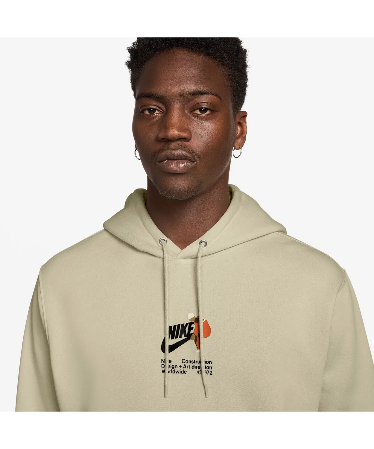 Мужской худи с длинным рукавомс принтом NIKE, Ivory — фото 2