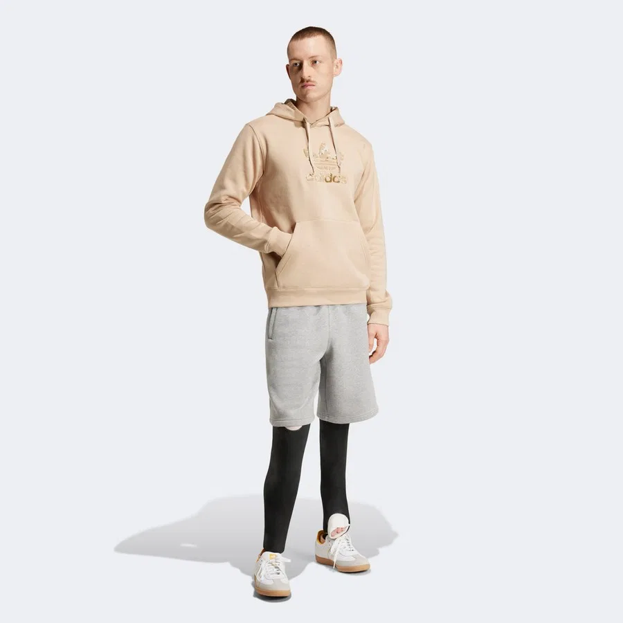 Мужской свитшот с капюшоном и принтом Camo adidas, Бежевый — фото 3