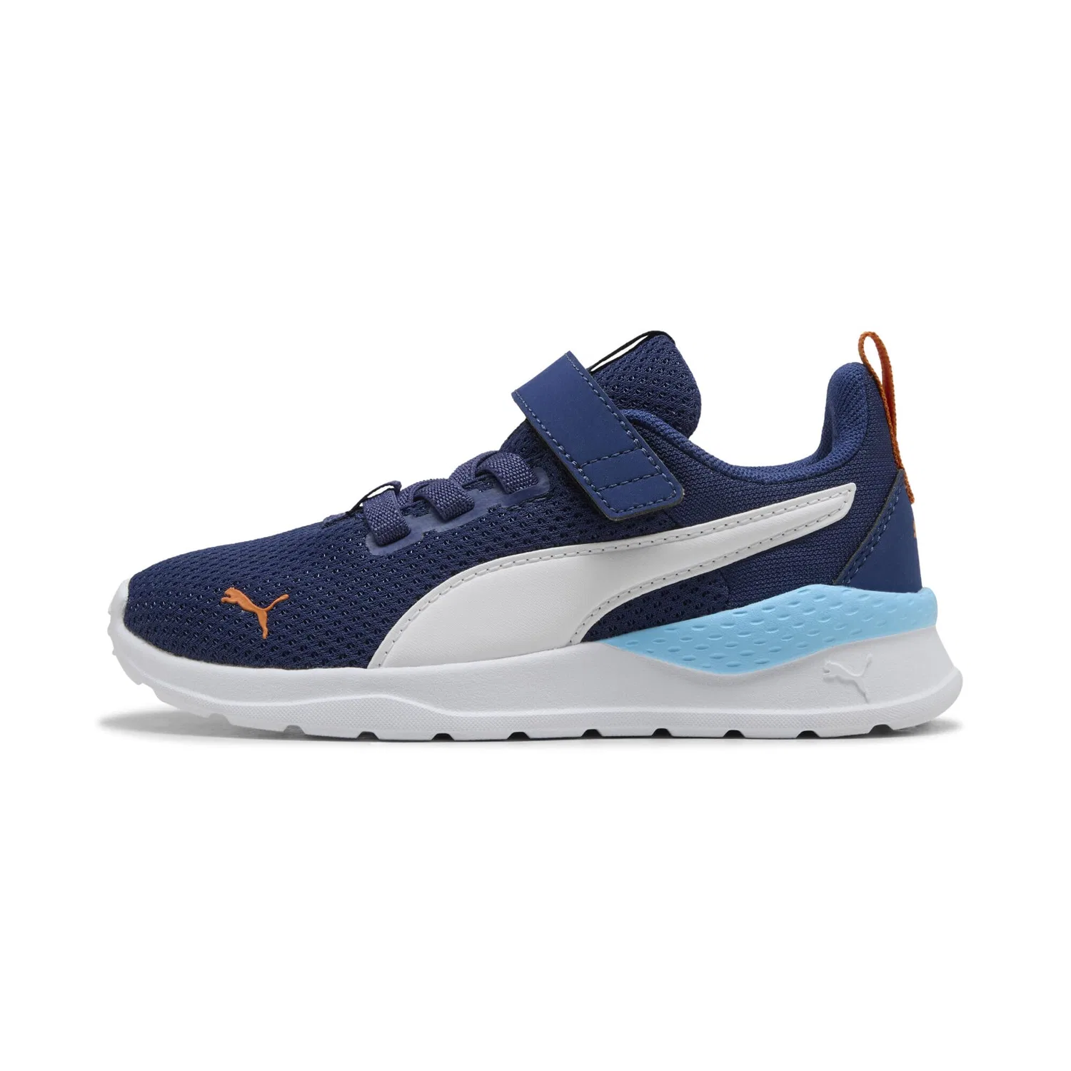 Детские кроссовки для мальчиков с сетчатым верхом PUMA, Blue Jewel White Vermillion Orange — фото 4