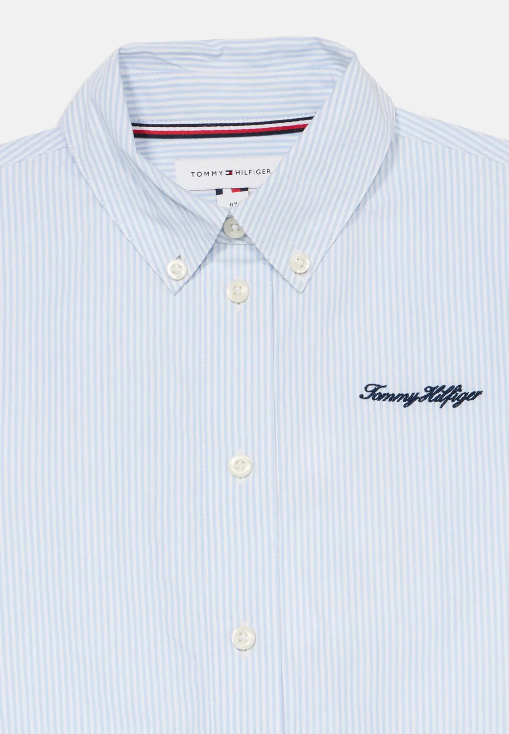 Укороченная рубашка с длинными рукавами - блузка на пуговицах Tommy Hilfiger, Sky Blue Stripe — фото 4