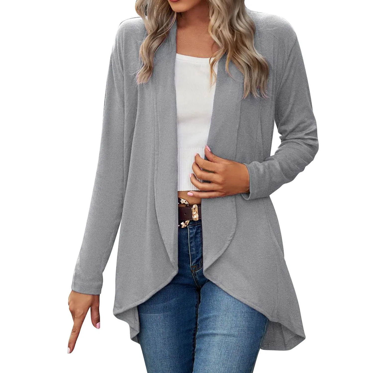 Женский кардиган с длинным рукавом Red Cardigan, A-grigio