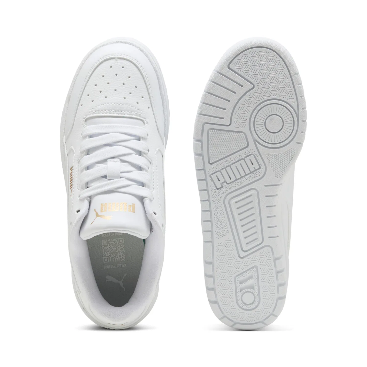 Детские кроссовки с шнуровкой Shuffle Downtown Puma, White/Gold — фото 4