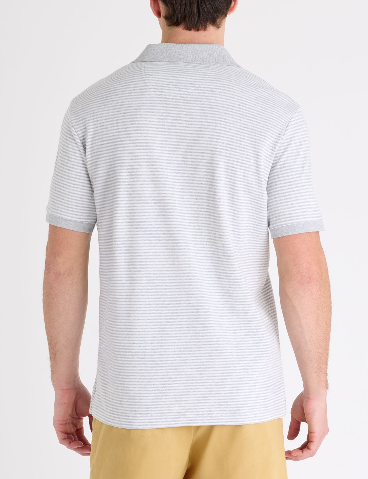 Мужская футболка-поло U.S. Polo Assn. Yarn Dye Stripe Interlock, светло-серый — фото 2