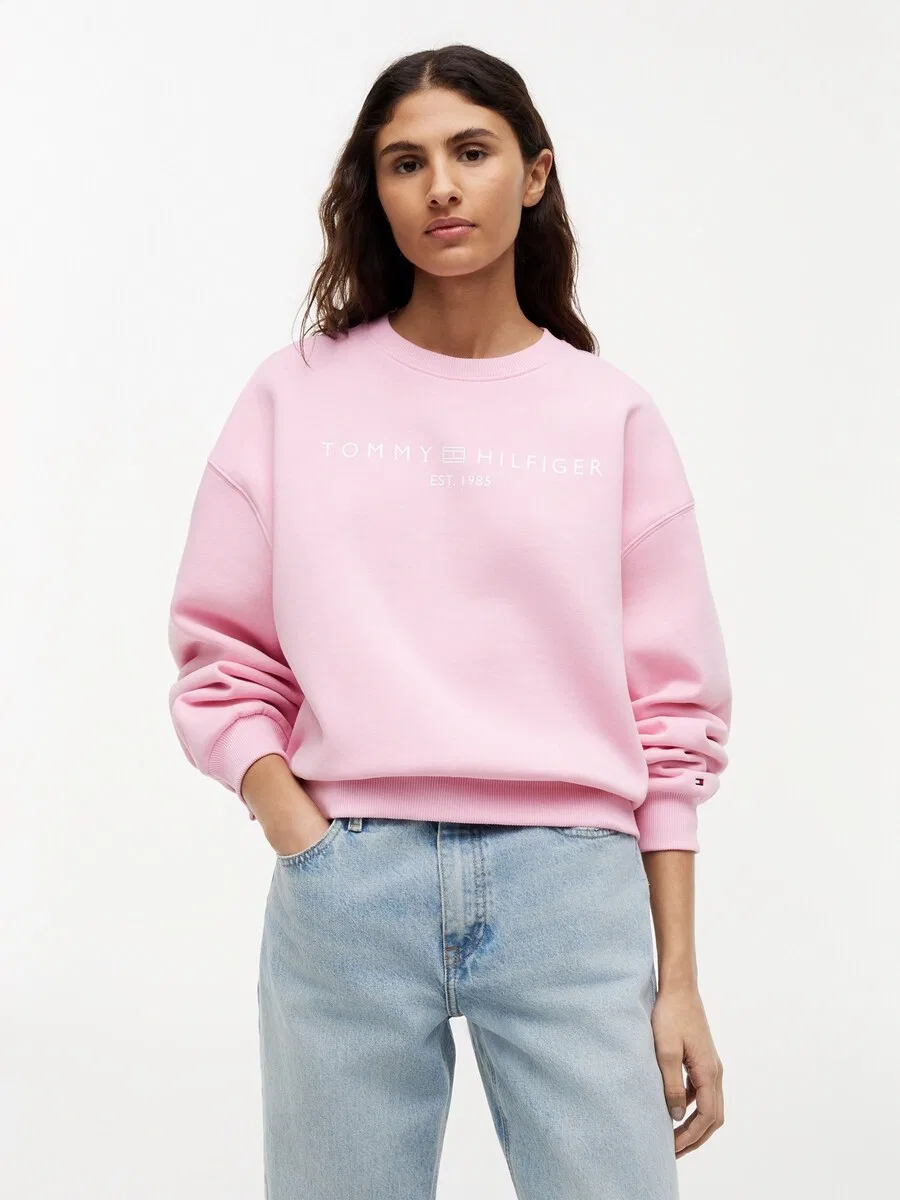 Толстовка TOMMY HILFIGER 'Logo Relaxed' в розовом цвете — фото 2