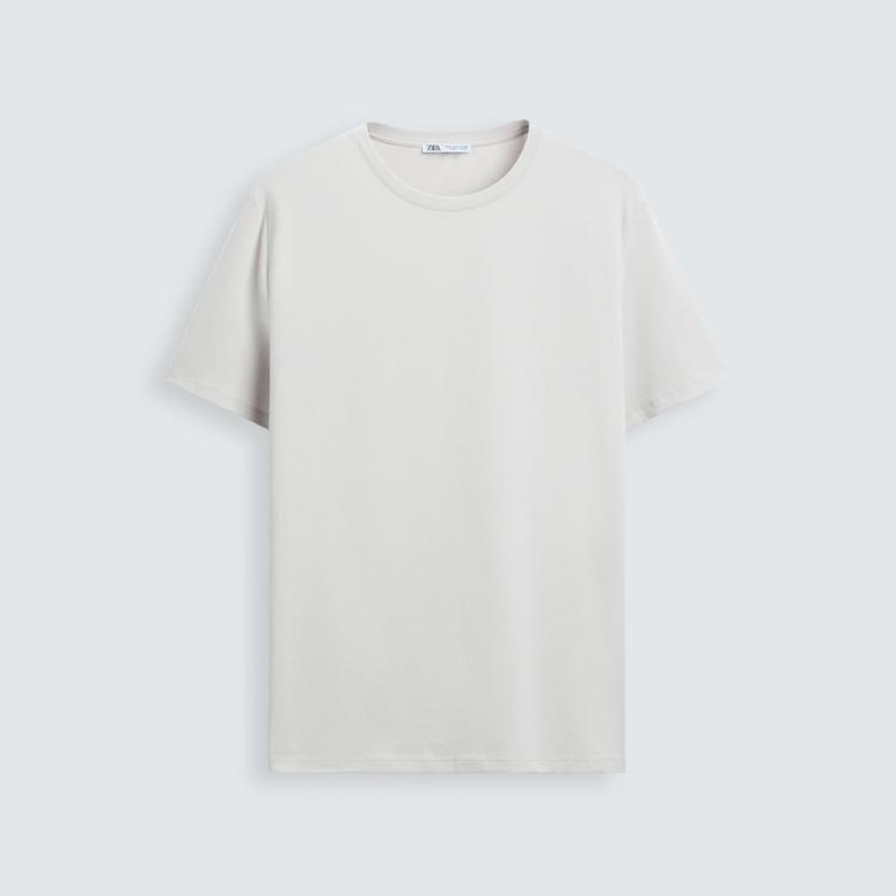 

Футболка Zara Basic Slim Fit, светло-серый