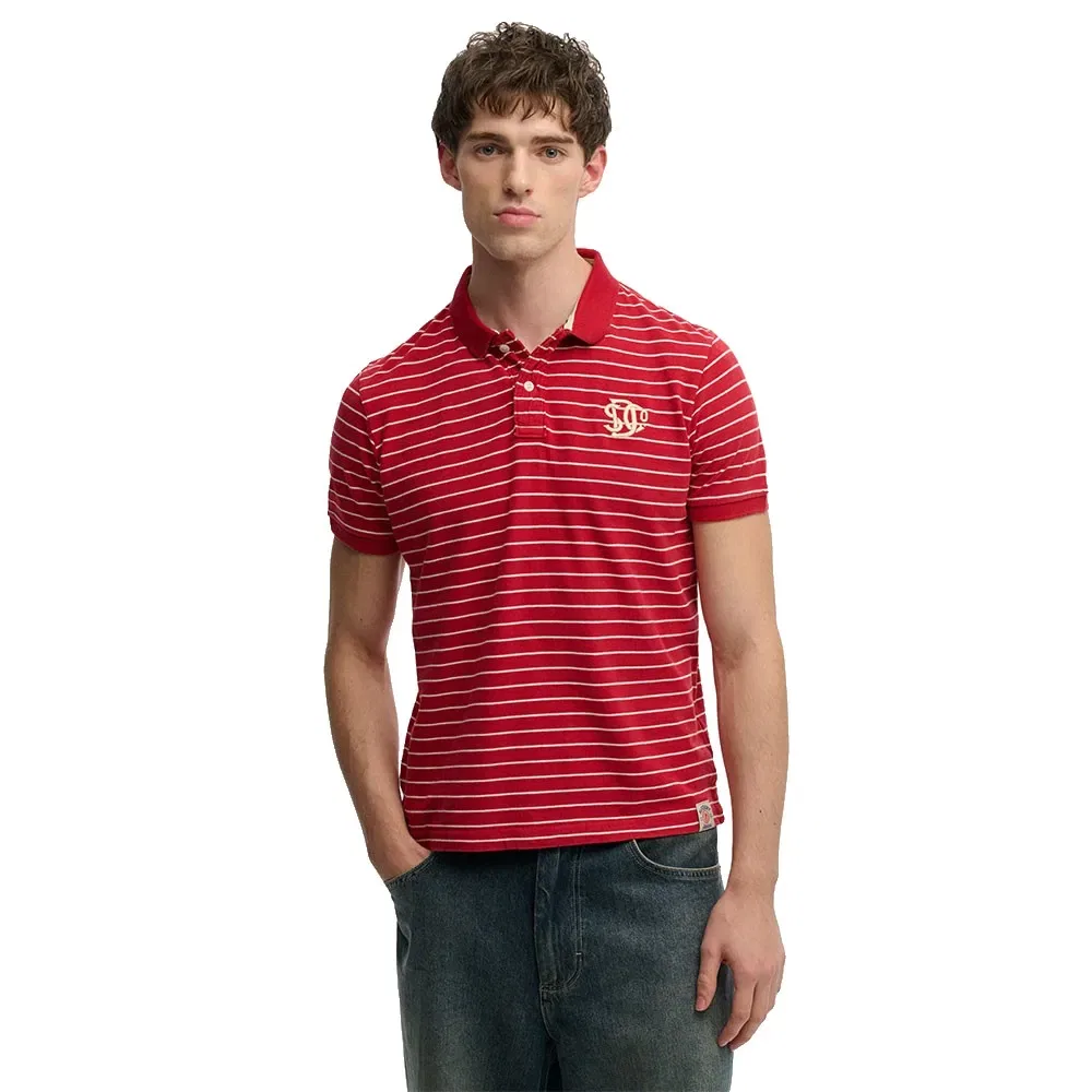 Поло с коротким рукавом Vintage Stripe Jersey Superdry, красный