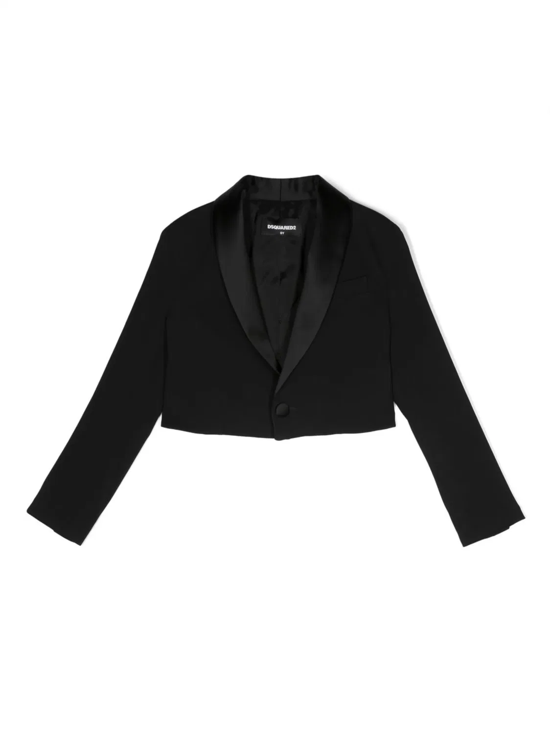 Куртка с коротким силуэтом и сатиновыми лацканами DSQUARED2, черный