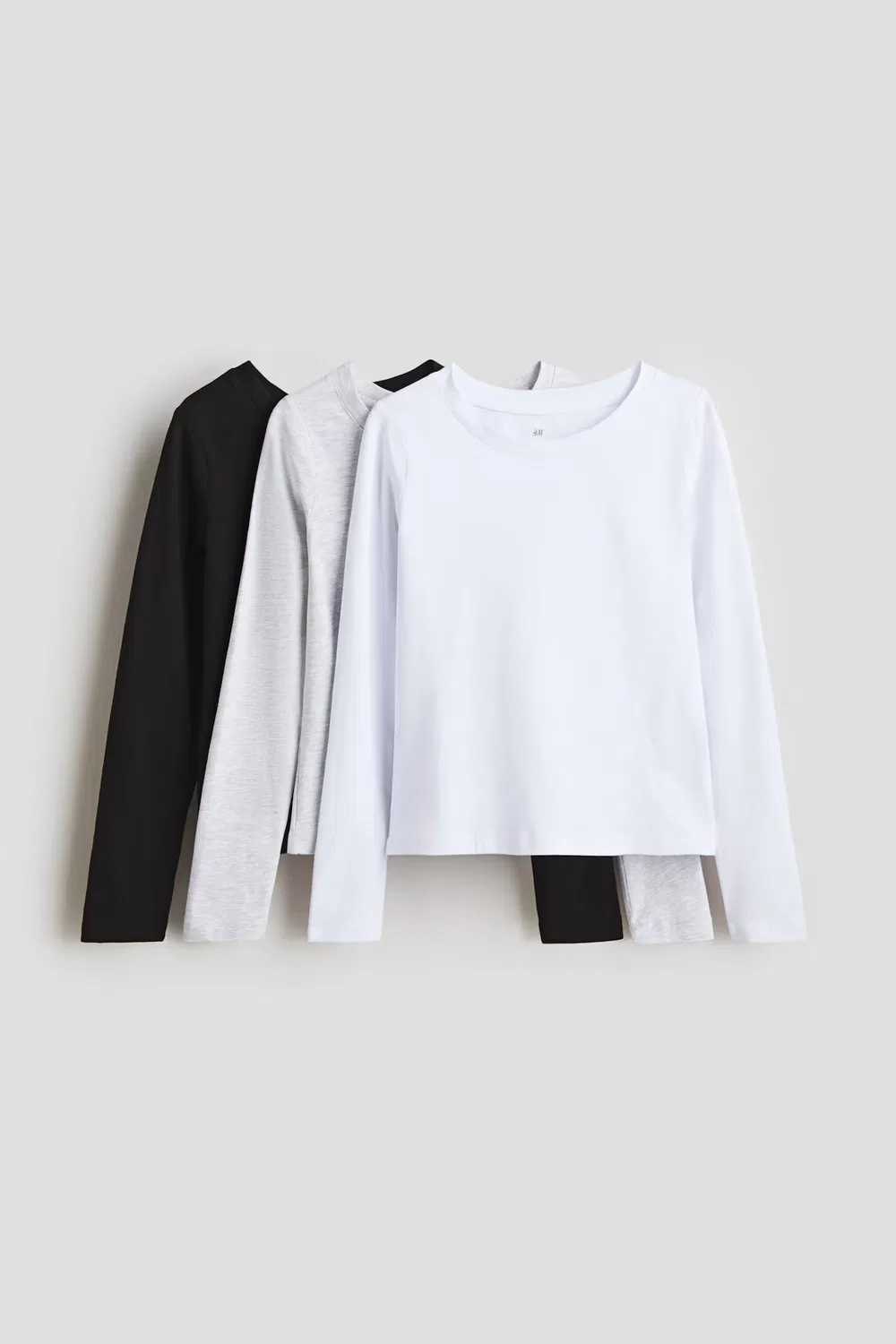 3 хлопковые рубашки в упаковке H&M, Schwarz/Graumeliert/Weiß