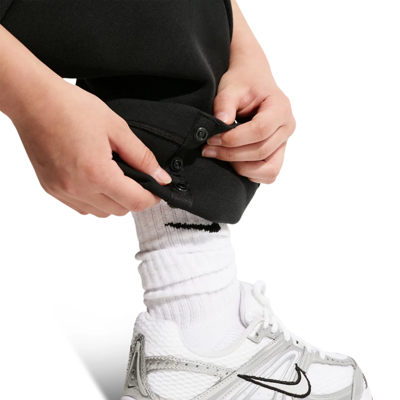 Женские широкие брюки из футера Nike Tech Fleece Wide Leg Pants, Nike, Black/Black — фото 4