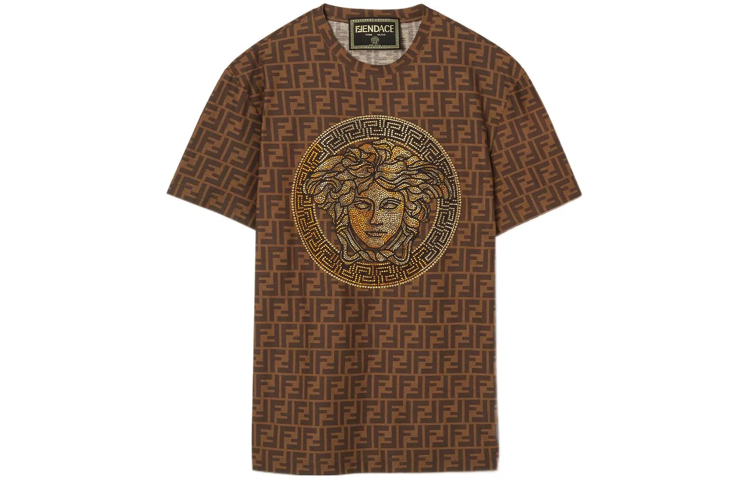 Мужская футболка с принтом FENDACE FF VERSACE, Dark Khaki