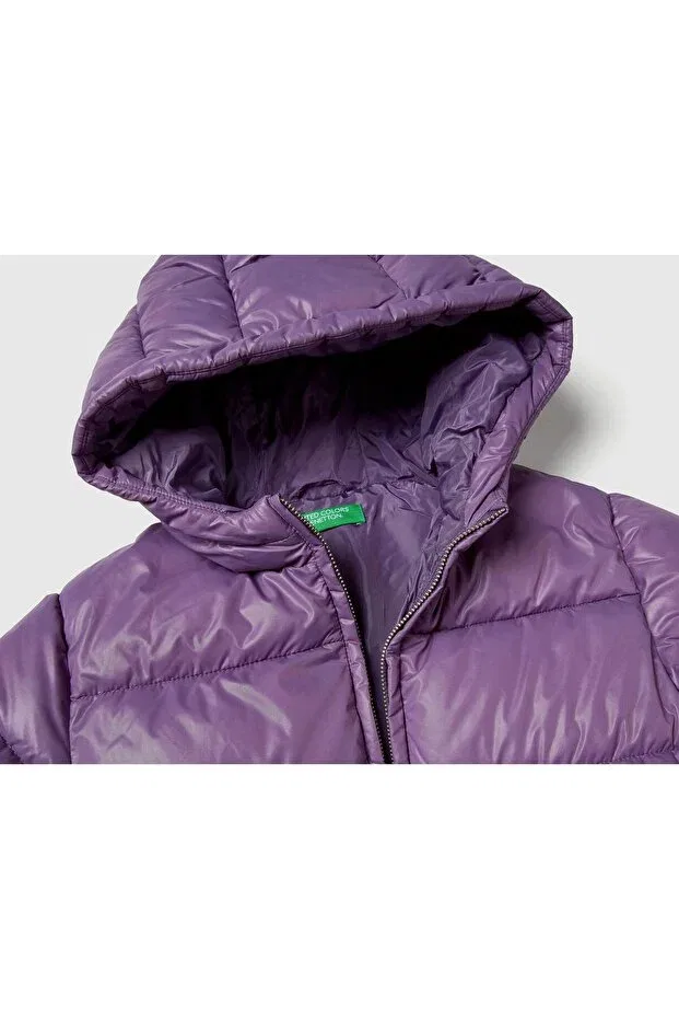 Детское пальто для девочек с поясом United Colors Of Benetton, Purple — фото 3