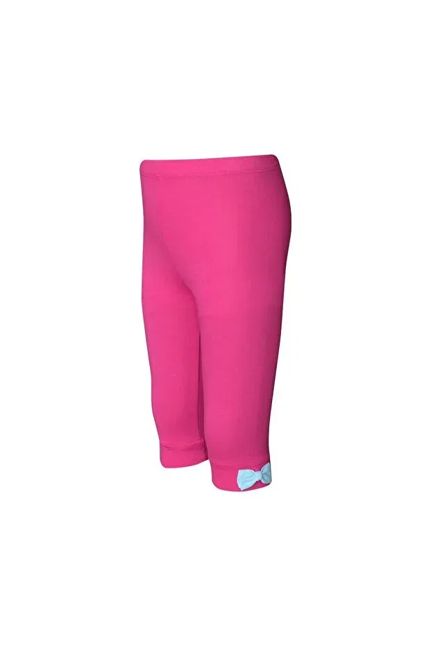 Детские леггинсы для девочек с принтом Fuchsia girl's colorful bow capri Lovetti, Fuchsia Rose