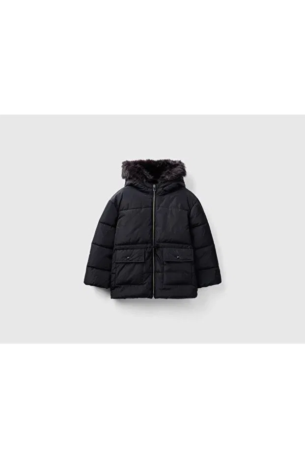 Детское пальто для девочек хлопковое Benetton, Black