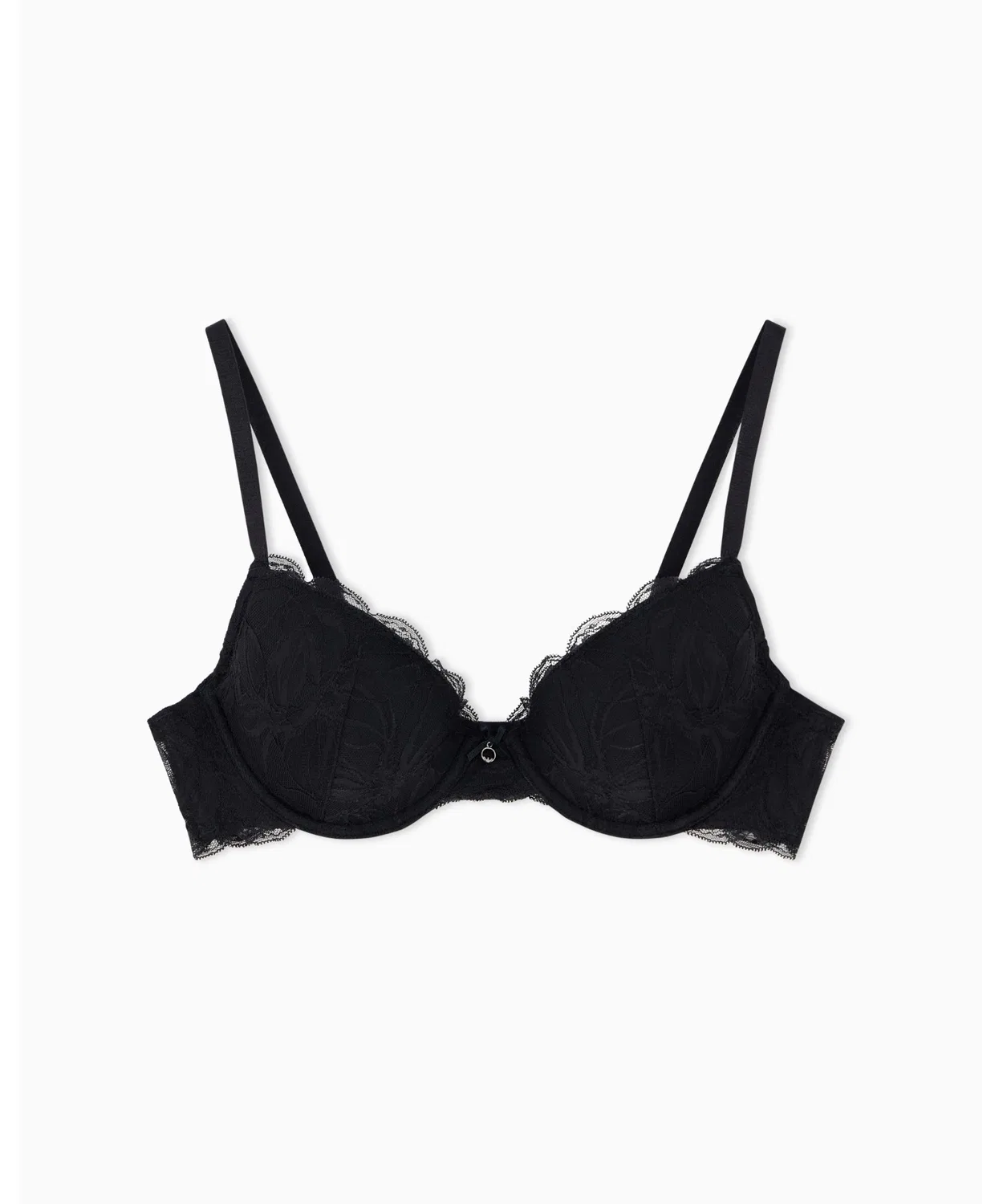 Женский бюстгальтер с кружевом, с съемными вставками, модель Eternal Lace EMPORIO ARMANI, Черный — фото 3
