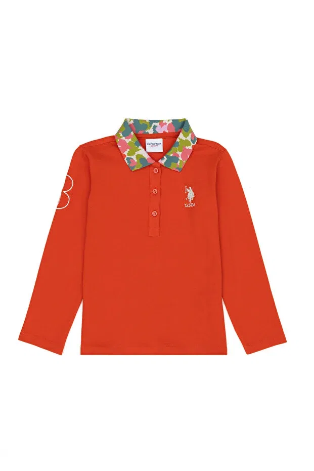 Детское для девочек свитшот с поло-воротником U.S. Polo Assn., Orange