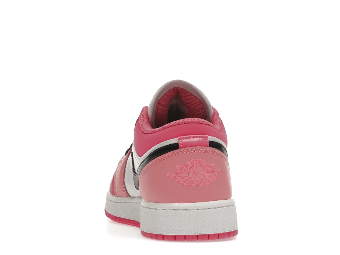 Детские кроссовки для мальчиков и девочек с кожаным верхом Jordan 1 Low, Pink/Pink-White-Black — фото 4