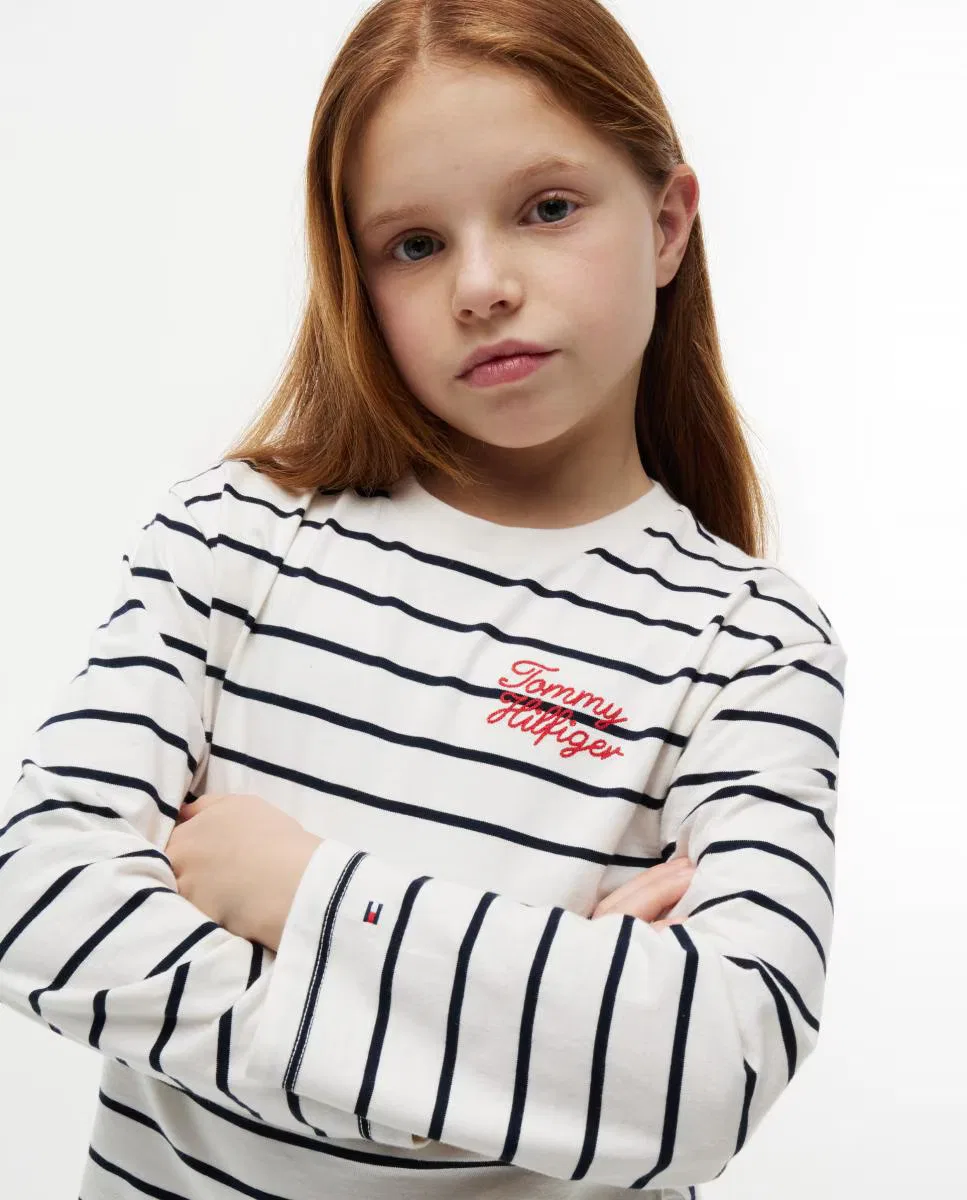 Детская футболка с длинным рукавом, Logo, Tommy Hilfiger, белый — фото 3