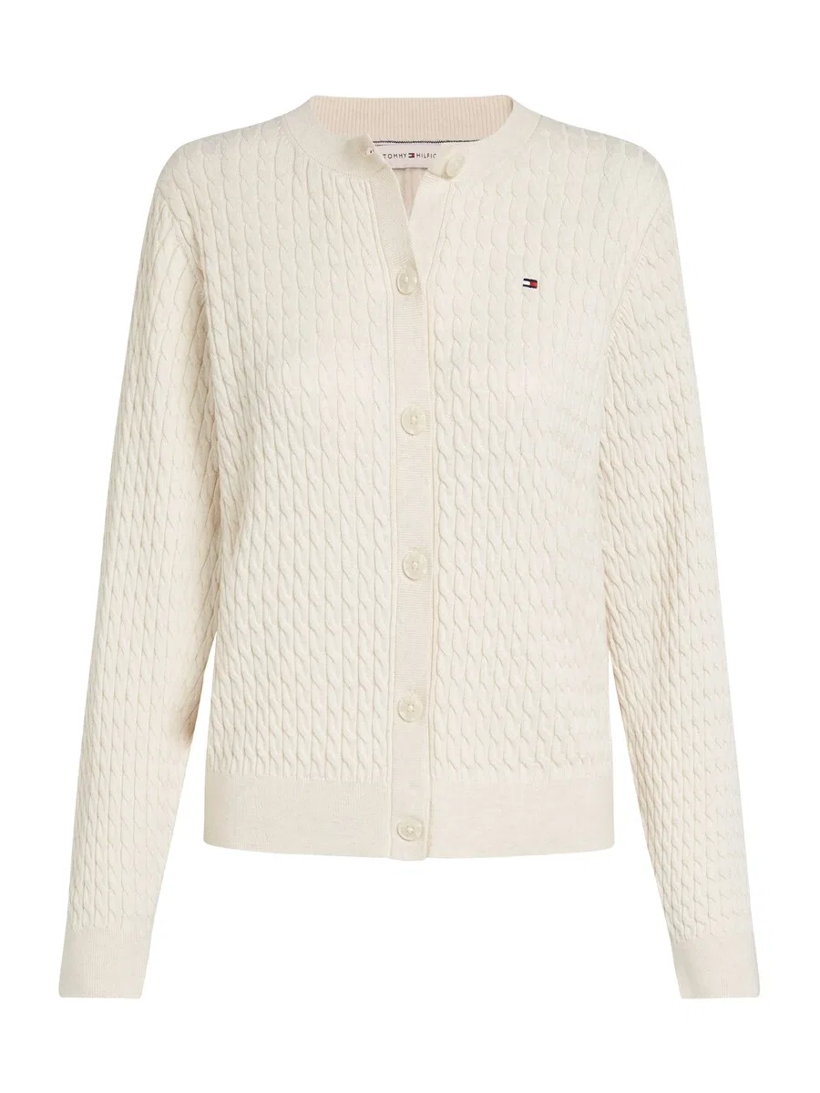 Вязаный кардиган TOMMY HILFIGER 'Mini Cable' цвета экрю