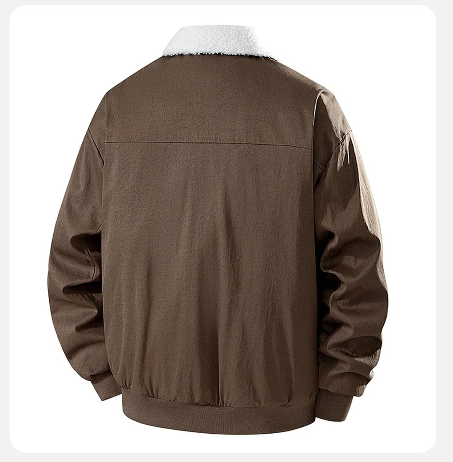 Мужское пальто из вельвета с флисовой подкладкой Vintage Sherpa Lined Winter Corduroy Zip Up Outwear with Pockets — фото 2