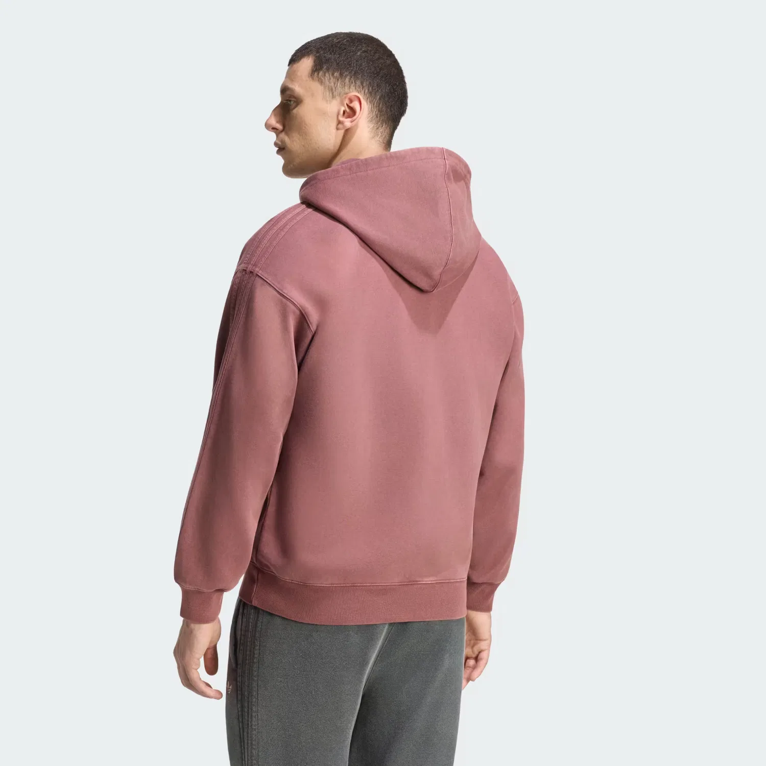 Мужское худи на молнии свободного кроя Trefoil Essentials Adidas Originals, бордовый — фото 2