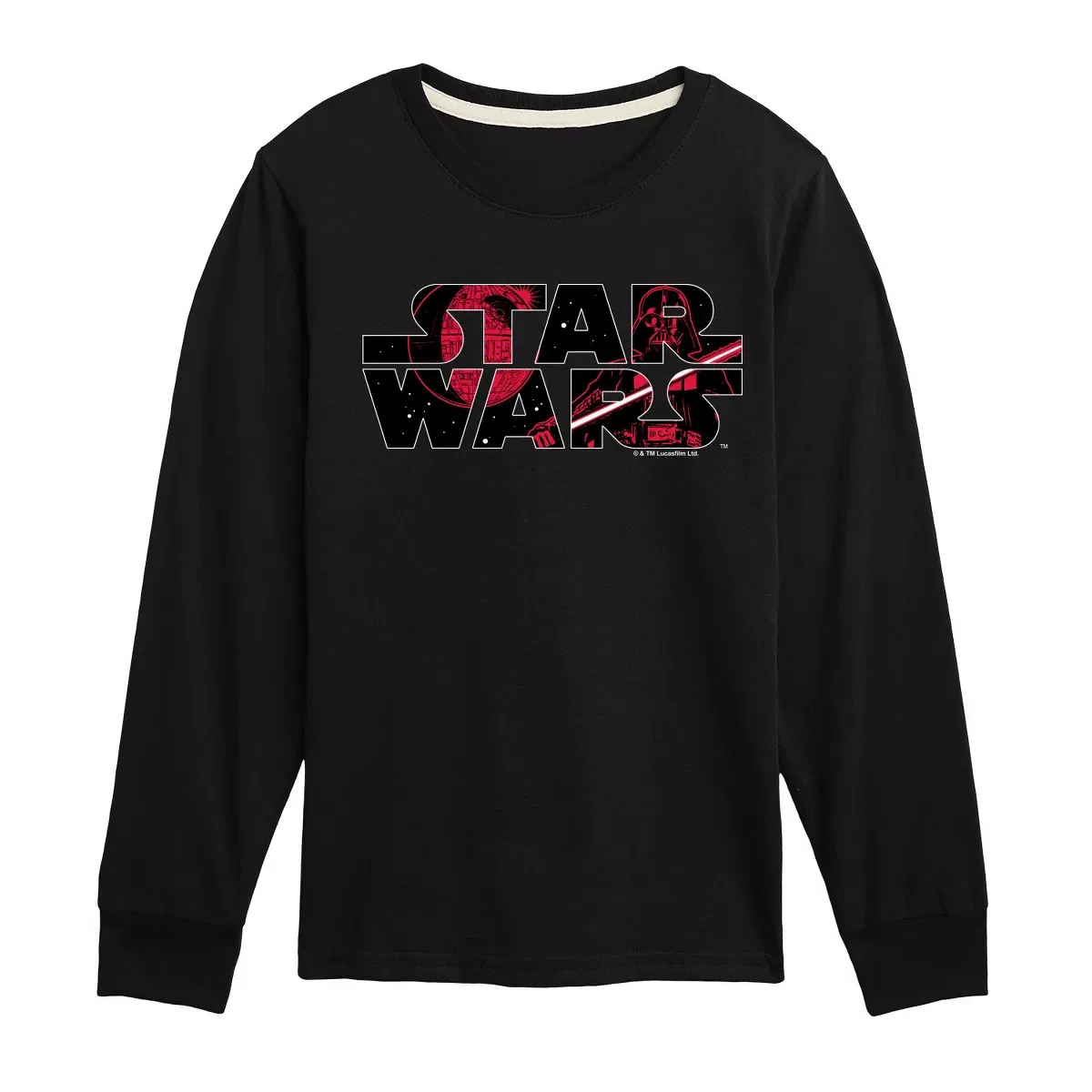 Детский лонгслив с принтом Star Wars Logo Darth Vader Star Wars, Black