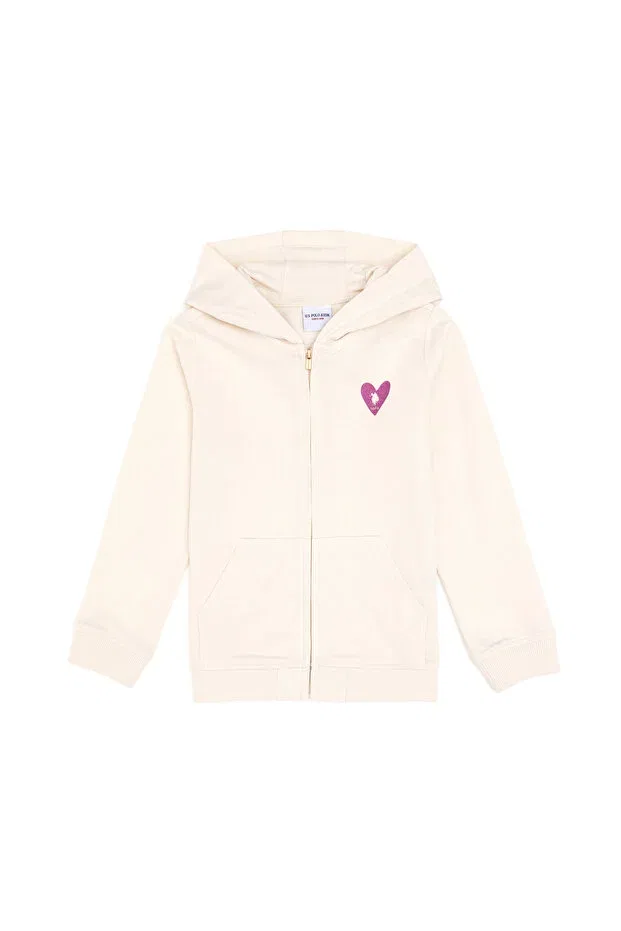 Детские свитшот для девочек с капюшоном на молнии U.S. Polo Assn., Nude Color — фото 4