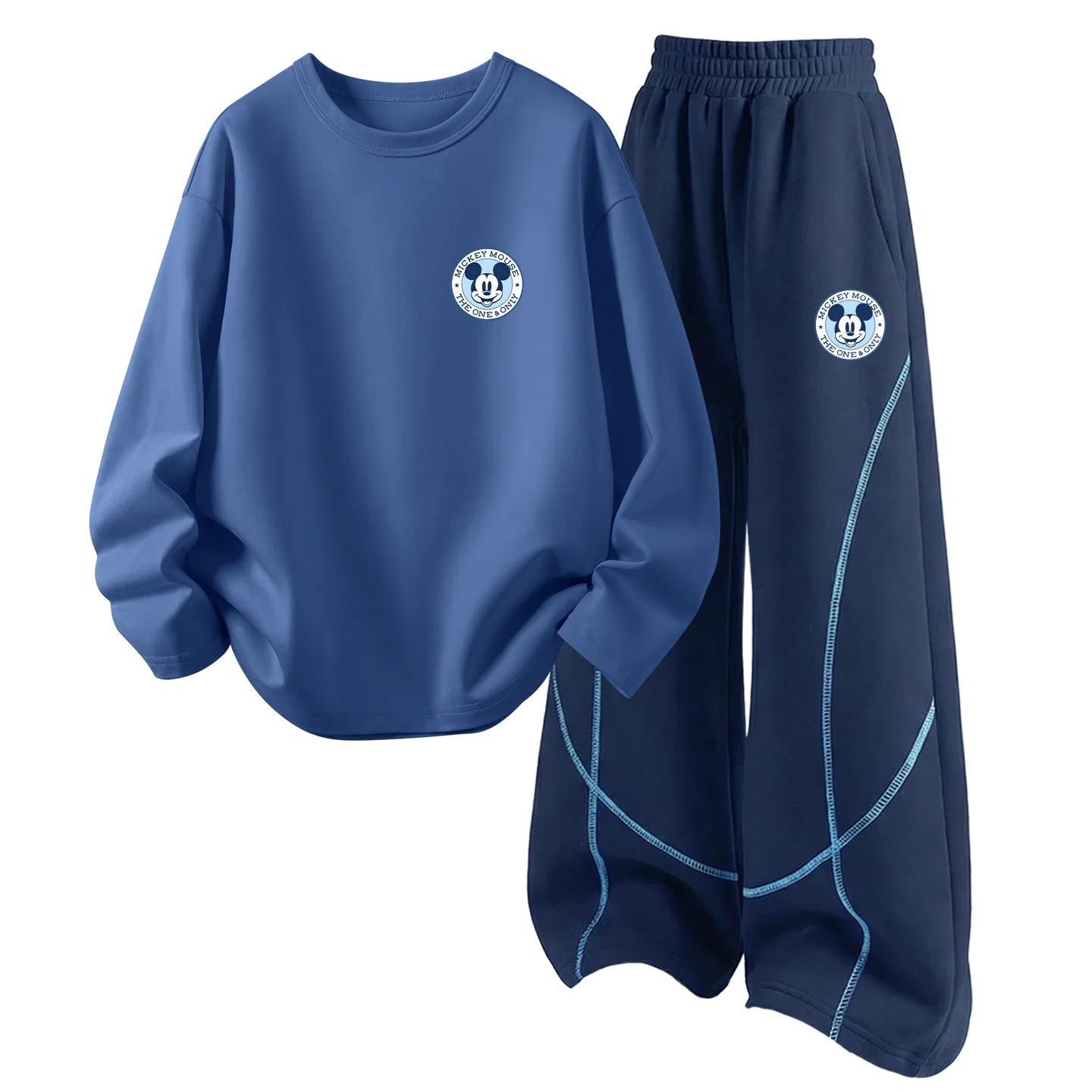 Детский комплект спортивной одежды с принтом Disney Round Logo Mickey Mouse K Gray Blue+Disney Round Logo Mickey Mouse K Navy Blue, Disney, Disney Round Logo Mickey Mouse K Gray Blue+Disney Round Logo Mickey Mouse K Navy Blue