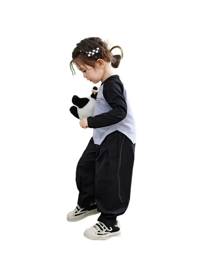 Комплект с принтом для девочки, модель Autumn Collection, Ask Junior, черный — фото 2
