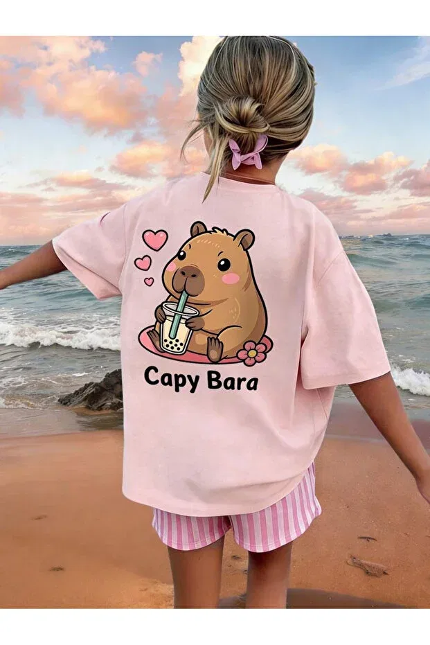 Детская футболка для мальчиков с принтом Capybara printed children's t-shirt cotton Cc Collection, Pink