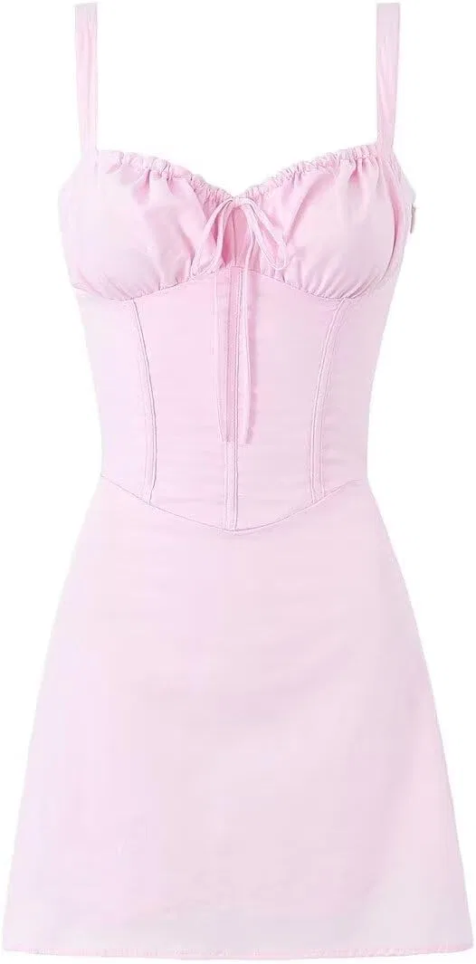 Женское плиссированное сарафан-макси с высокой талией, Pink