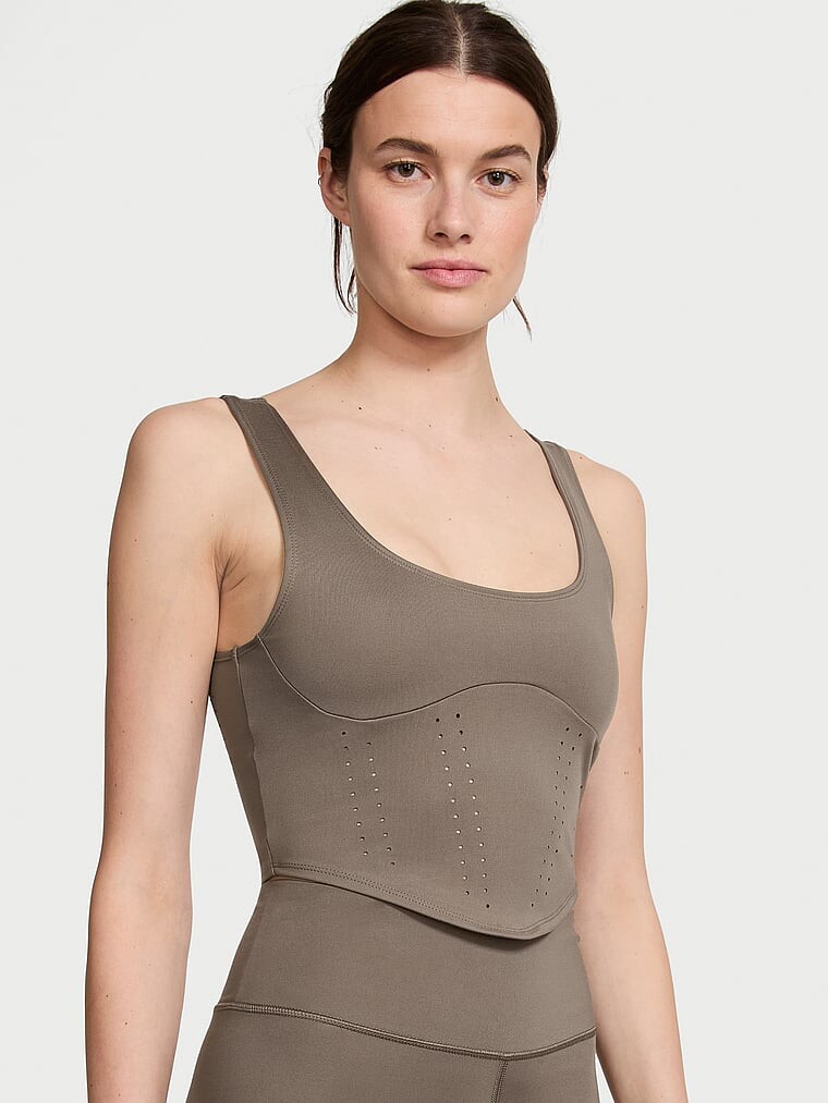 

Топ спортивный Victoria's Secret VS Essential Perforated, оливковый