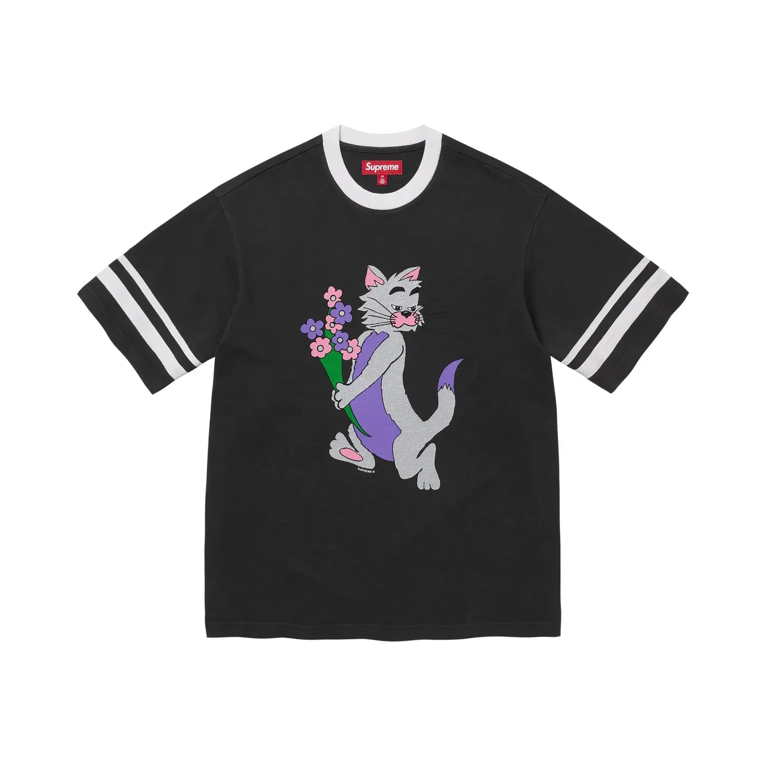 Топ с коротким рукавом Supreme Glitter Cat, Black