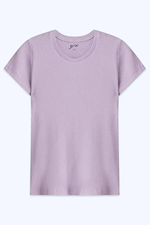 Детская футболка для девочек ribbed short sleeve t-shirt Brix, Purple — фото 3
