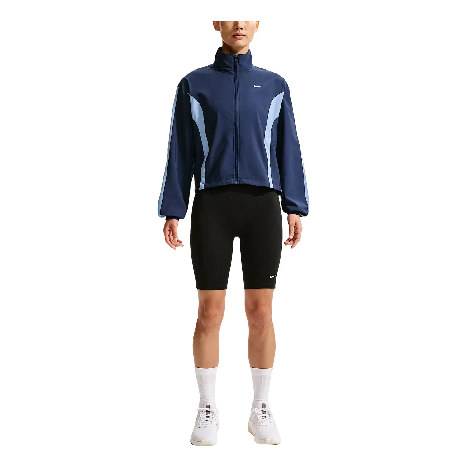 Женская куртка Nike One Woven Midnight Navy Aluminum White, темно-синий