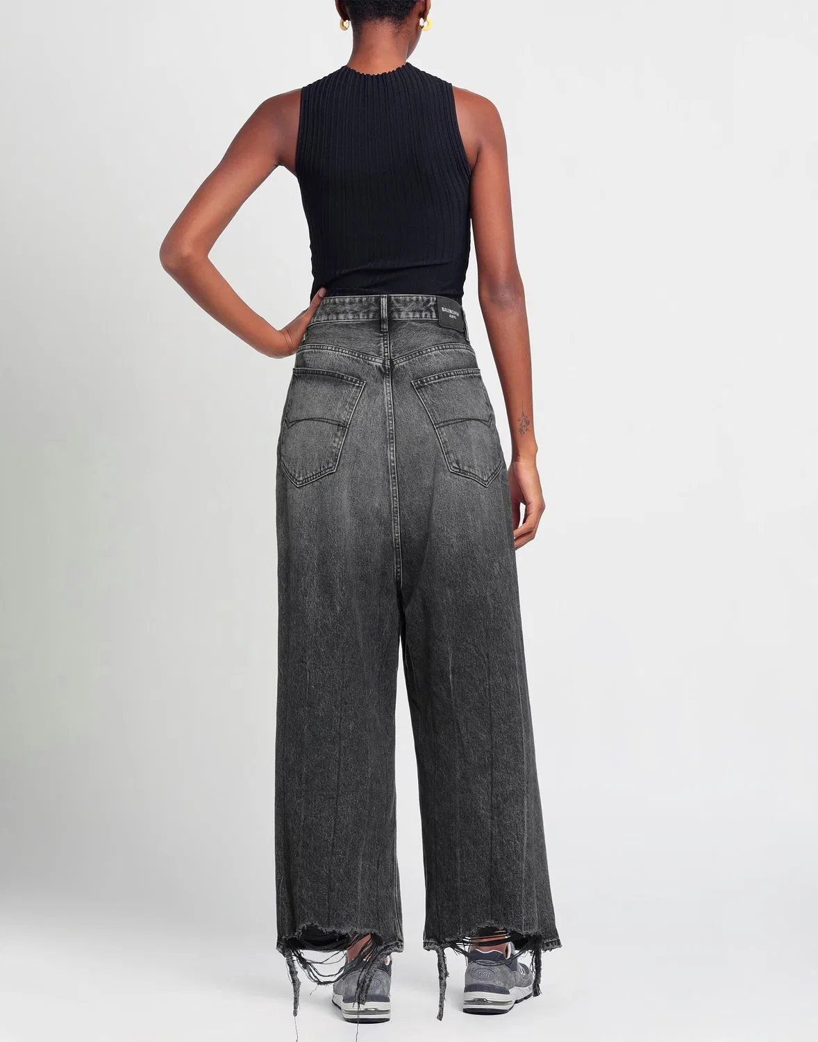 Женские джинсы с высокой посадкой Wide Leg Balenciaga, черный — фото 3