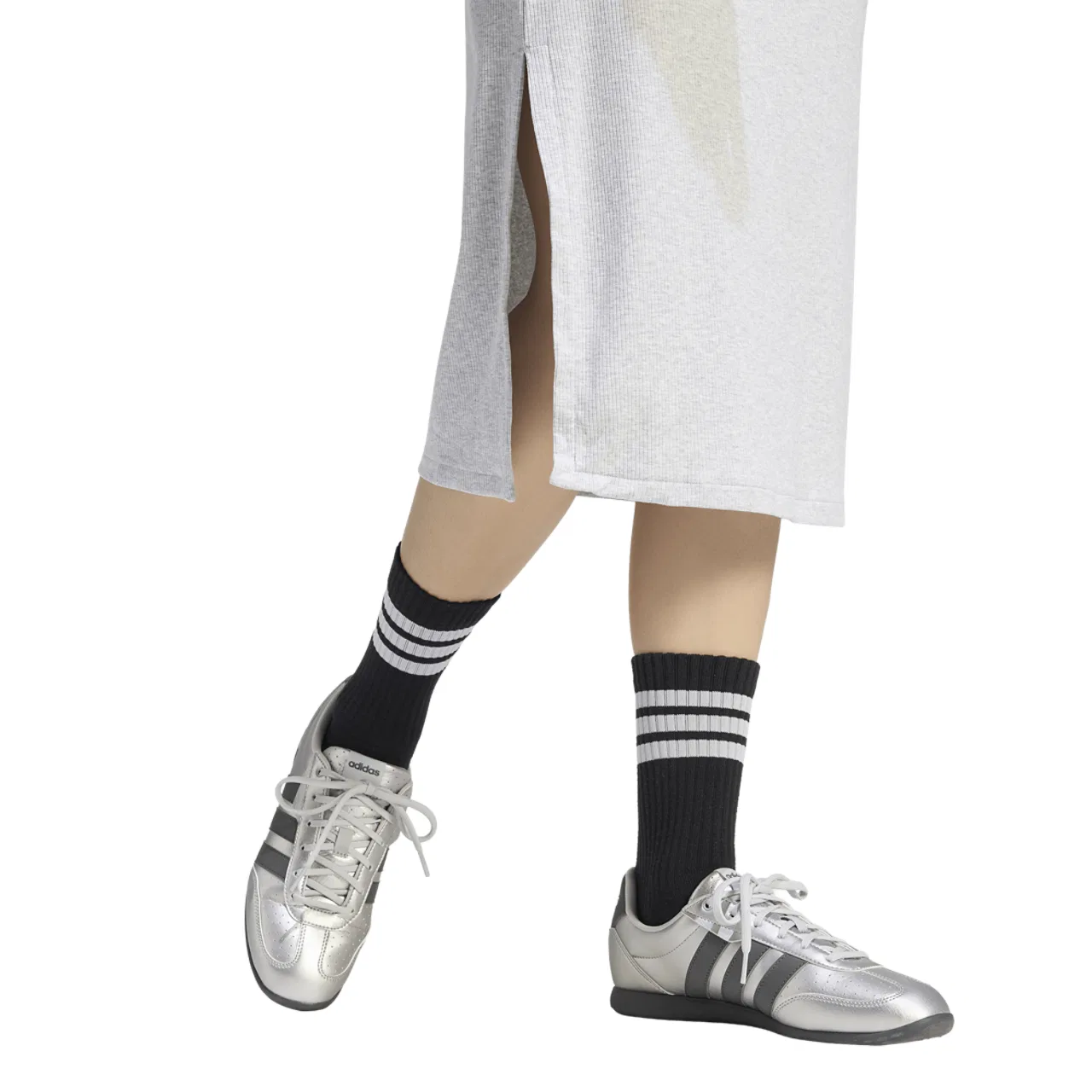 Женское платье midi Rib Dress Adidas, цвет Light Grey Heather — фото 4