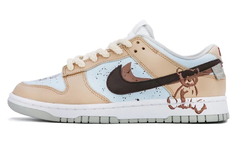 

Кастомизированные кроссовки Nike Dunk Skateboard Unisex Low-Top, голубой/коричневый