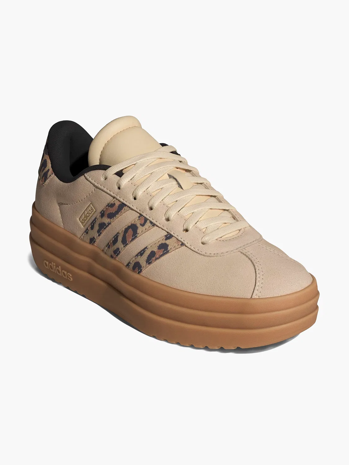 Детские кроссовки с леопардовым принтом VL Court Bold J Adidas, бежевый — фото 3