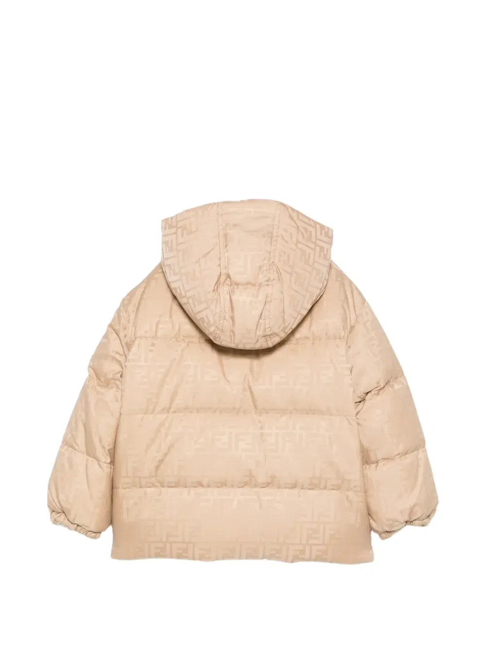 Двусторонняя куртка-пуховик с капюшоном и логотипом FF FENDI KIDS, бежевый — фото 2