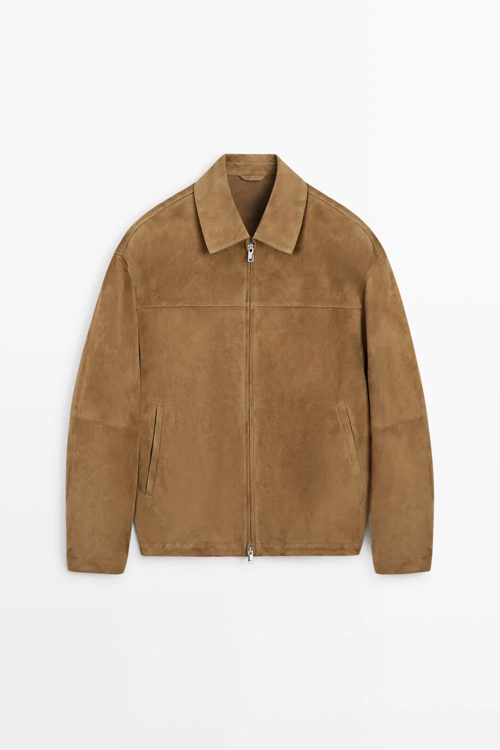 Куртка Massimo Dutti Suede Leather, светло-бежевый — фото 2