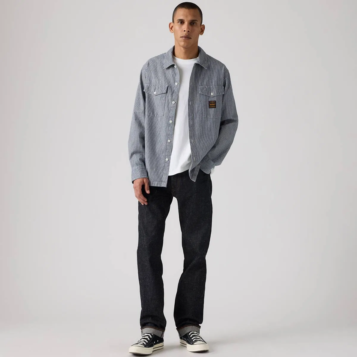 Мужские джинсы 505 из обычной кромки Levi's, Neppy Rigid Selvedge - Dark Wash