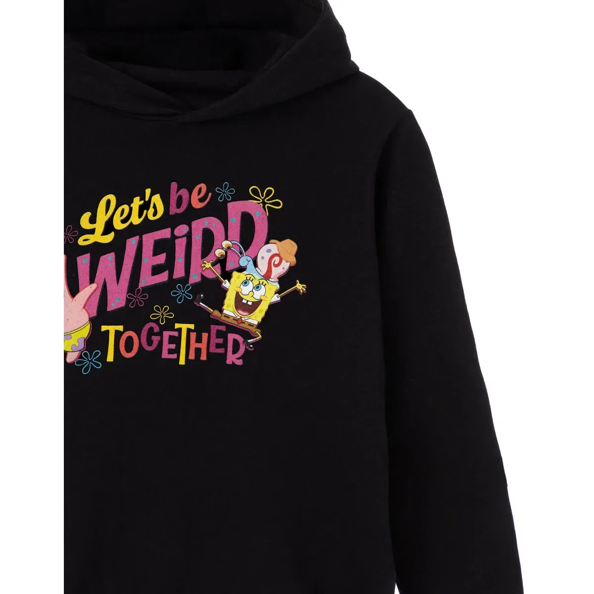 Детское худи с принтом Let'S Be Weird Together Spongebob Squarepants, Black — фото 4