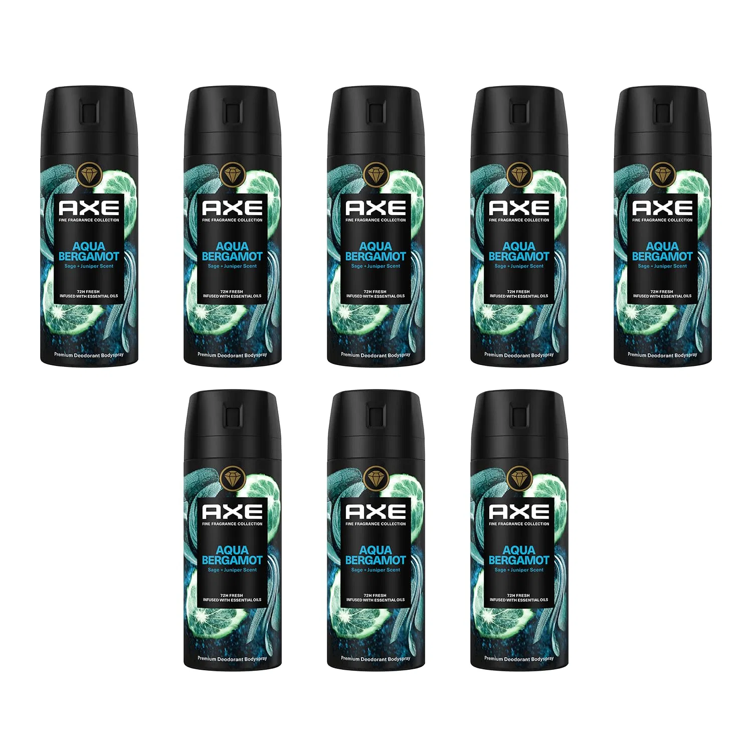 Дезодорант-антиперспирант AXE Premium Body Spray Aqua Bergamot, без солей алюминия, 150 мл, набор 8 шт.