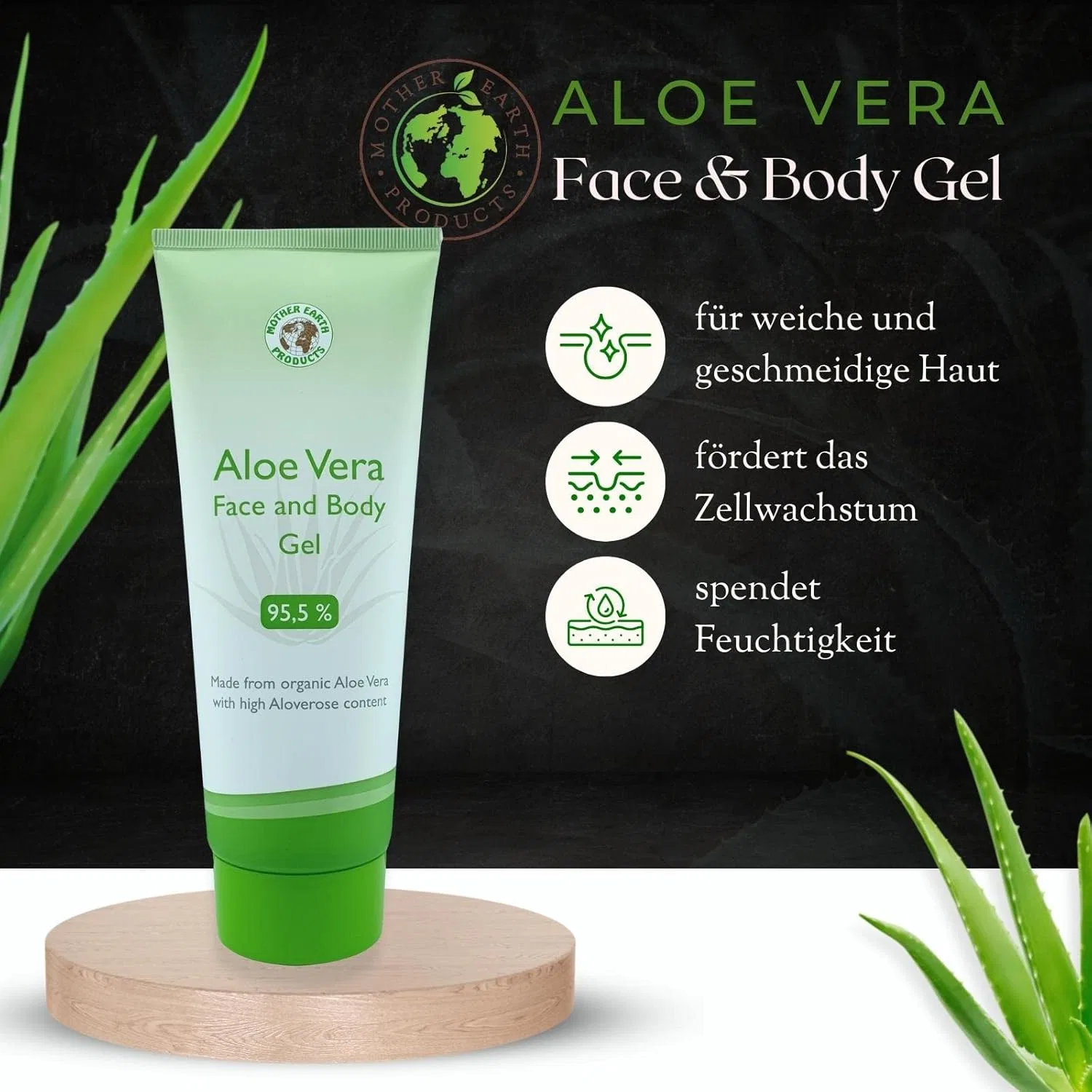 Гель для лица и тела Aloe Vera, 200 мл, Mother Earth Products — фото 3