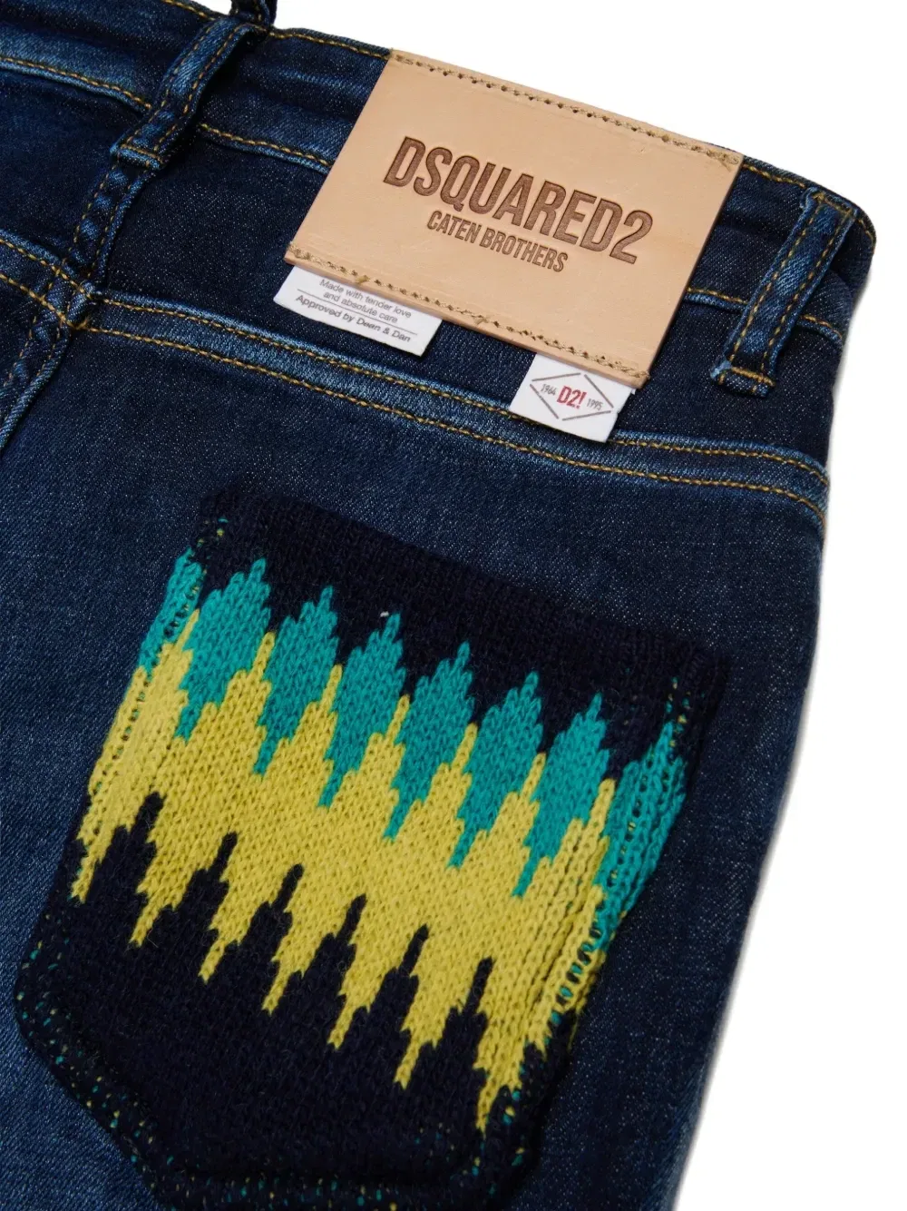 Джинсы American с жаккардовой нашивкой Dsquared2 Kids, синий — фото 4