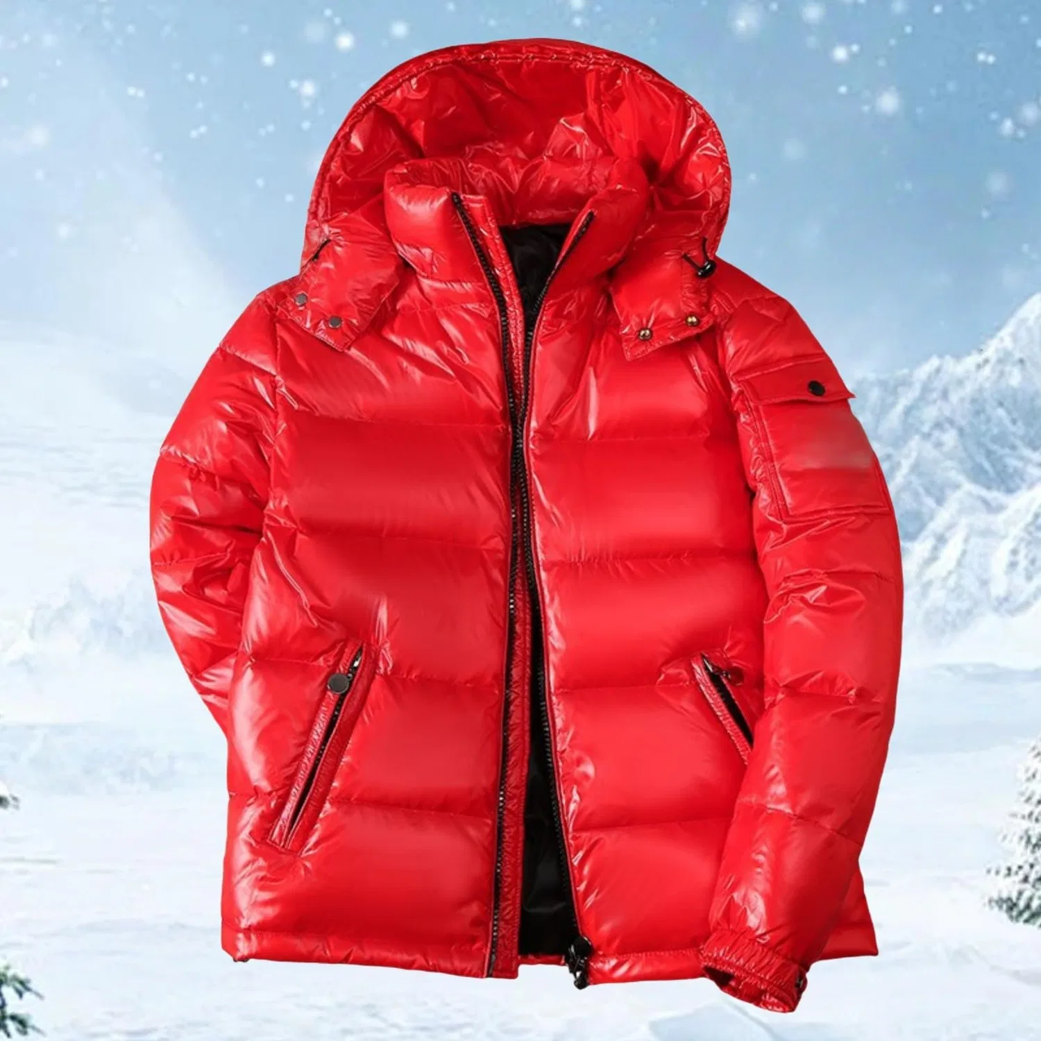 Женская куртка с принтом Women Winter Jackets Warm Windproof Short Quilted Glitter Hooded Zipper Pockets Cotton Padded Winter Coats for Women, Red — фото 3