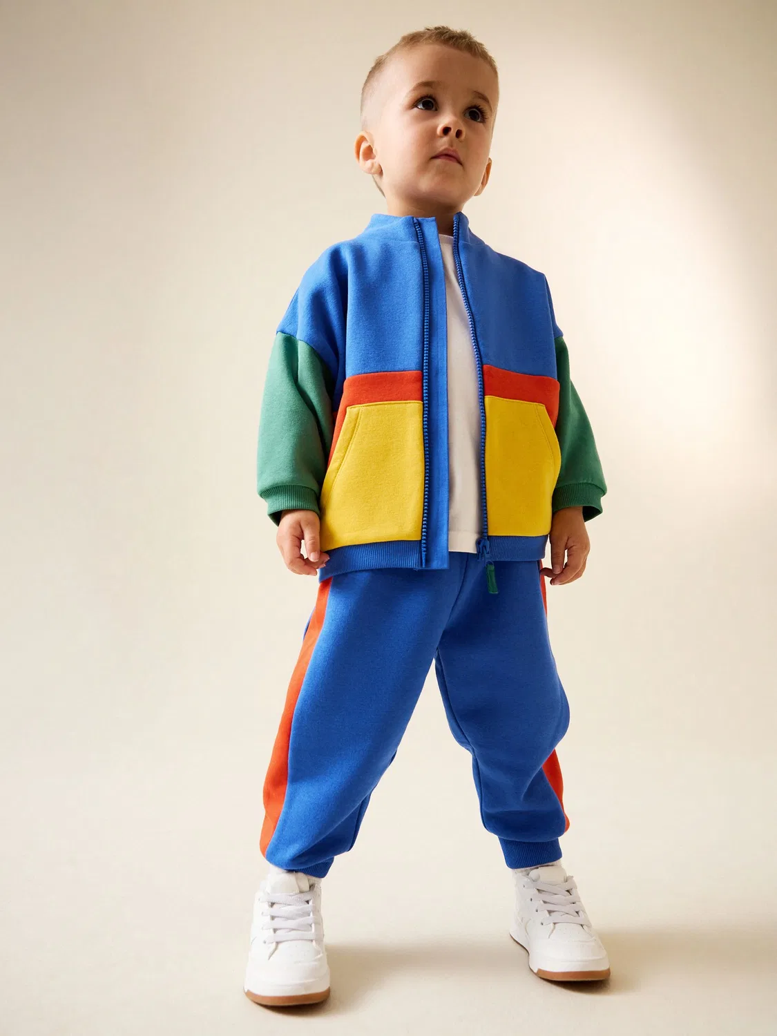 Спортивный костюм Colour Block Full Zip Sweat and Joggers Set Next, зелено-голубой