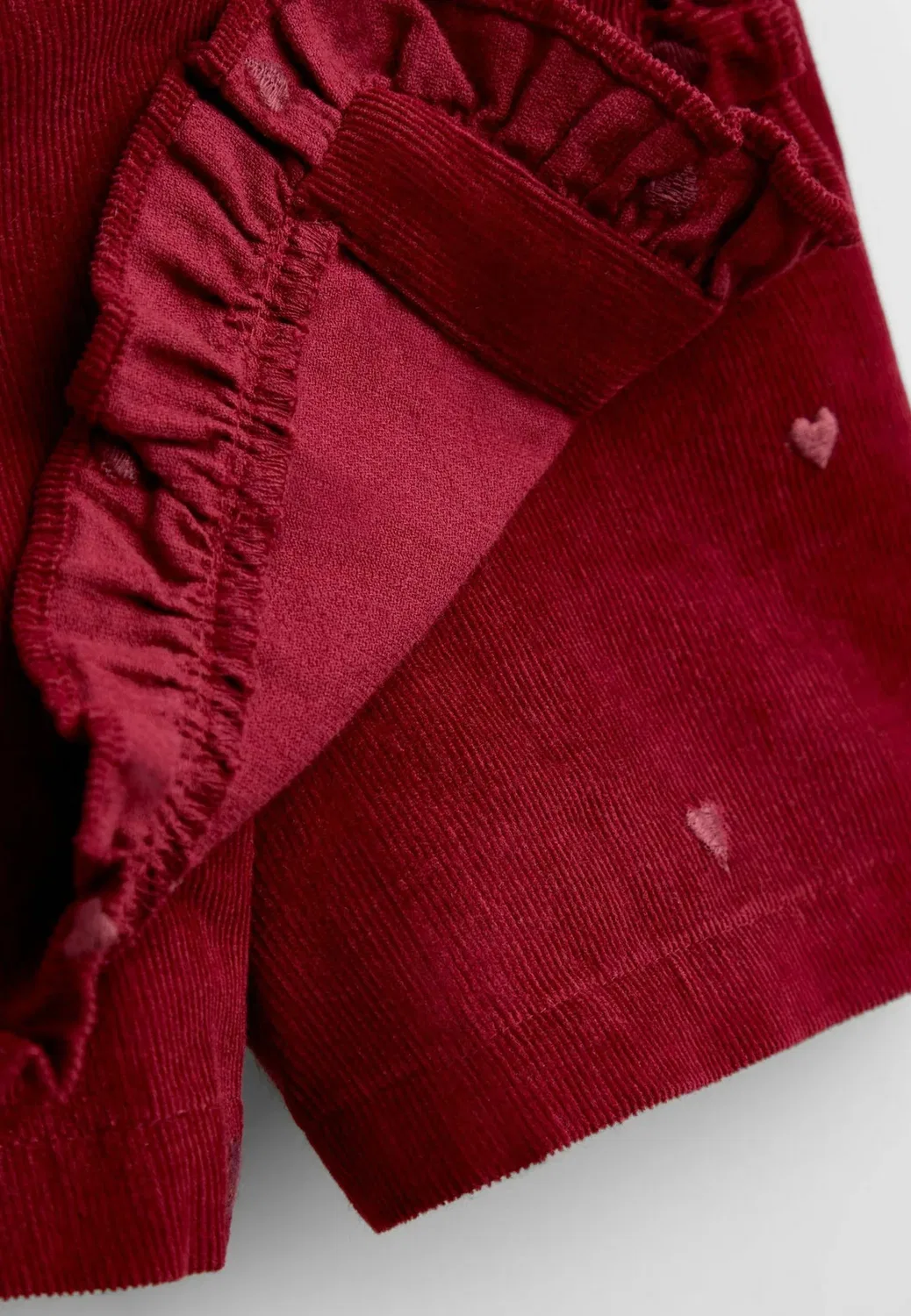 Шорты-Юбка из вышитого шнура Jojo Maman Bébé, Burgundy Red Heart — фото 3